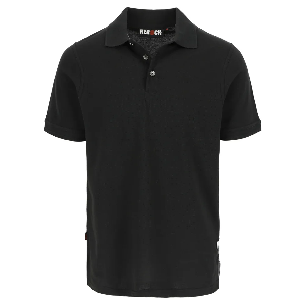 HEROCK LEVI POLO KORTE MOUWEN - ZWART