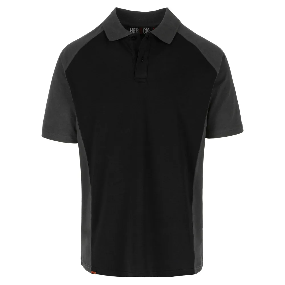 HEROCK BRABO POLO KORTE MOUWEN - ANTRACIET/ZWART