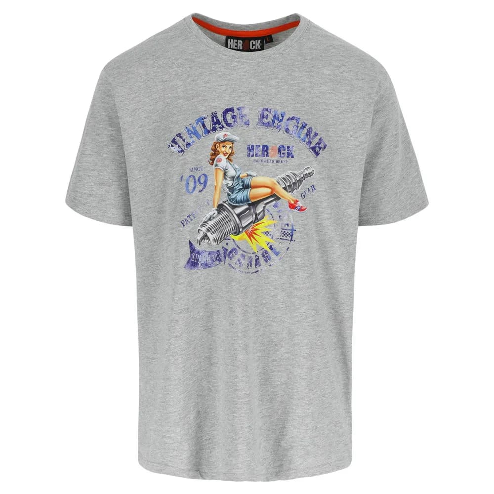 HEROCK ENGINE T-SHIRT KORTE MOUWEN - LICHT HEATHER GRIJS