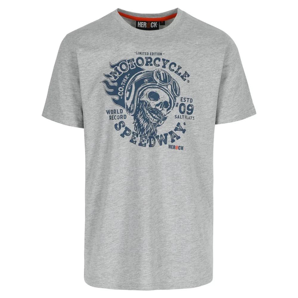HEROCK MOTORCYCLE T-SHIRT KORTE MOUWEN - LICHT HEATHER GRIJS