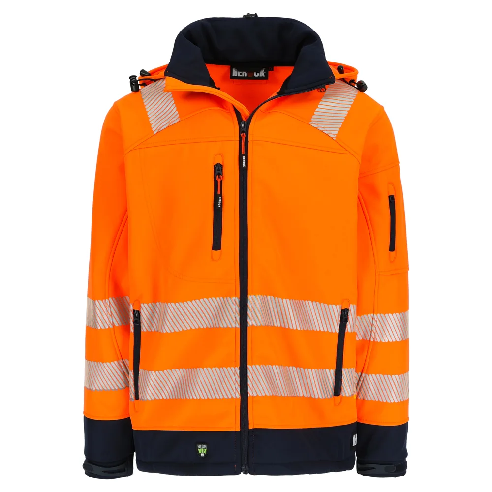 HEROCK GREGOR HIGH VIZ SOFTSHELL JAS - ORANJE/MARINE