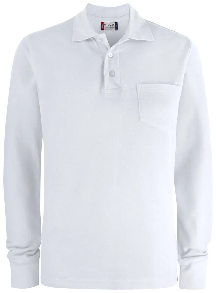 Clique Clique - Basic Polo Pocket L/S - Wit