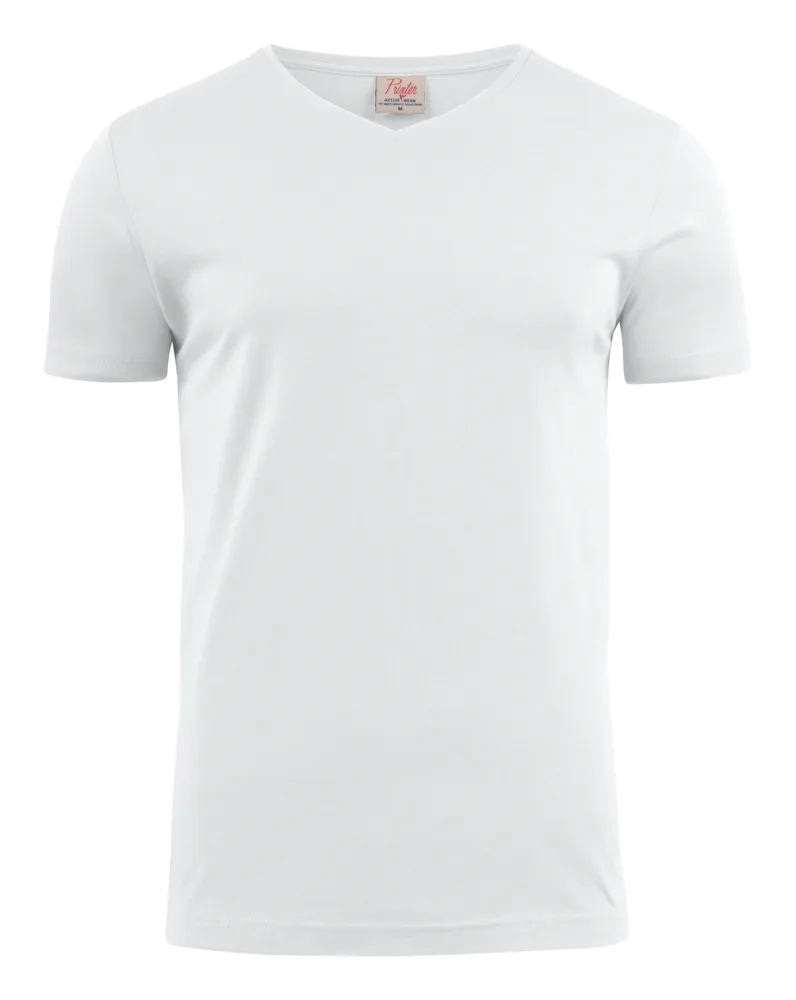 Printer Heavy V-neck T-Shirt Heren - Wit