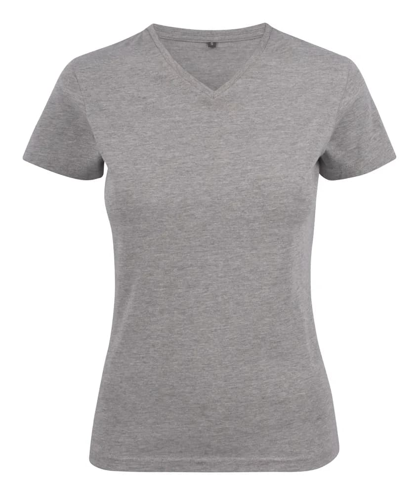 Printer Heavy V-neck T-Shirt Dames - Grijs Mêlée