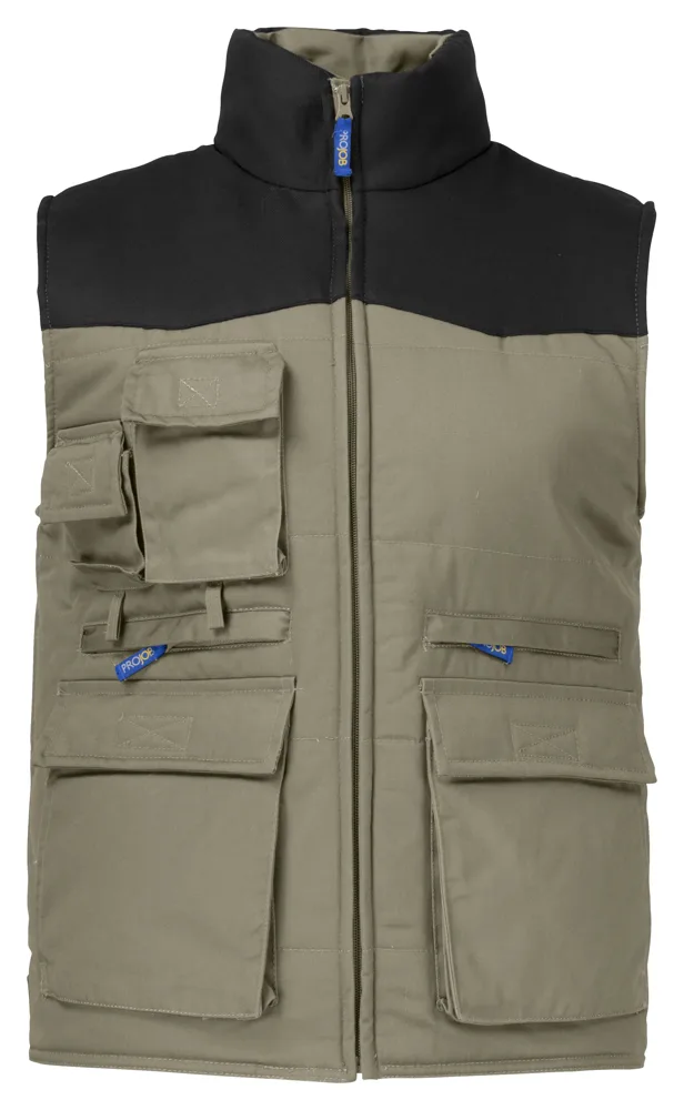 Projob 2806 GEVOERDE VEST MET CONTRAST - Khaki
