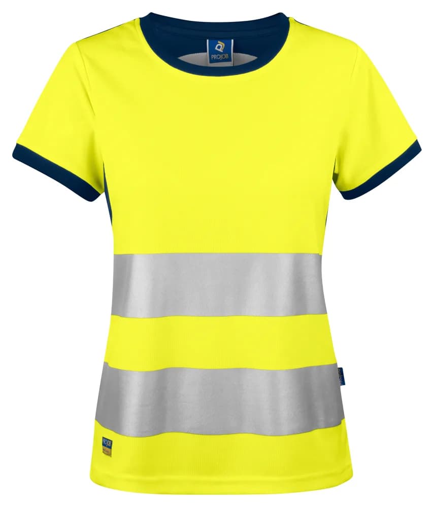 Projob 6012 SIGNALISATIET-SHIRT EN ISO 20471 KLASSE 2 DAMES - Geel/Marine