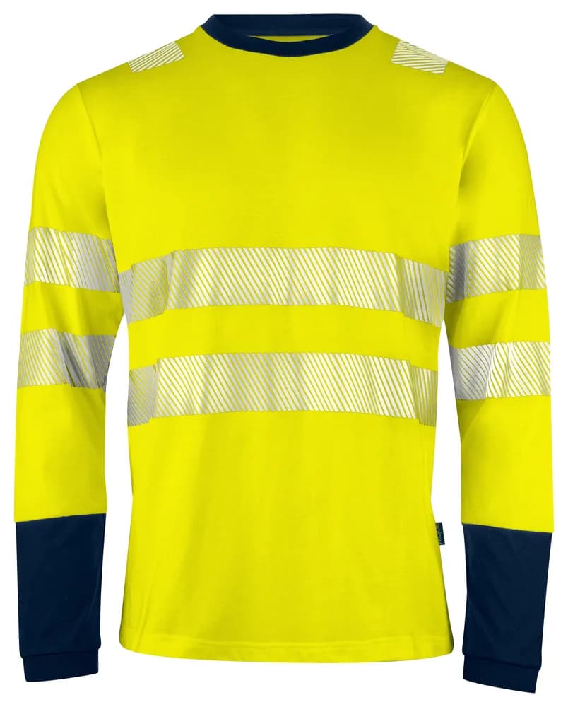 Projob 6014 SIGNALISATIET-SHIRT LANGE MOUWEN EN ISO 20471 KLASSE 3 - Geel/Marine