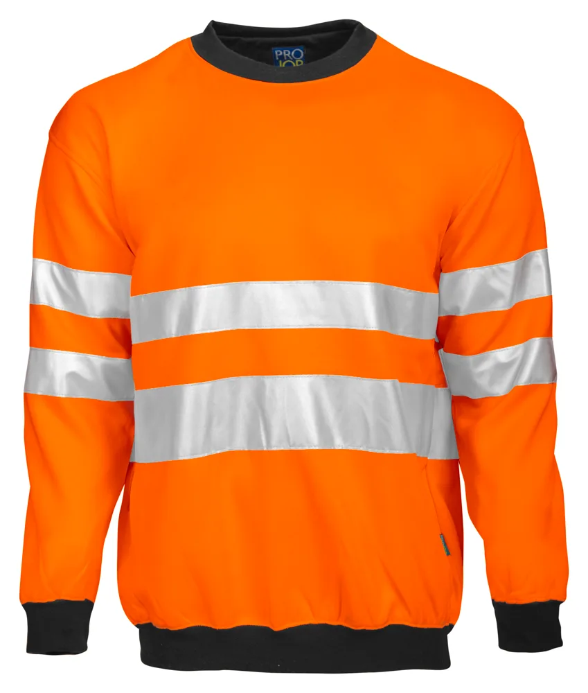 Projob 6101 SIGNALISATIESWEATER RONDE HALS EN ISO20471 KLASSE 3 - Oranje/Zwart