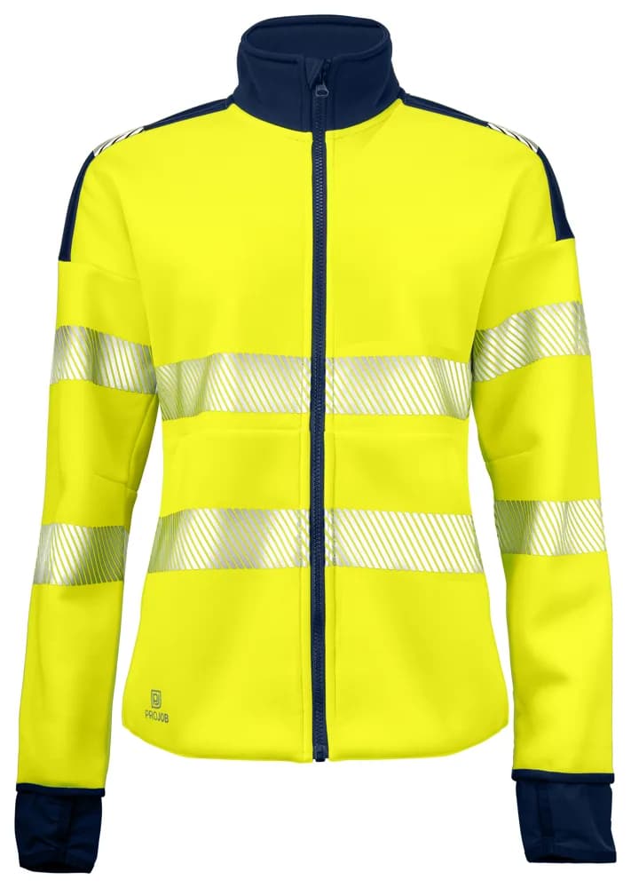 Projob 6111 DAMES SIGNALISATIESWEATER EN ISO 20471 KLASSE 3/2 - Geel/Marine