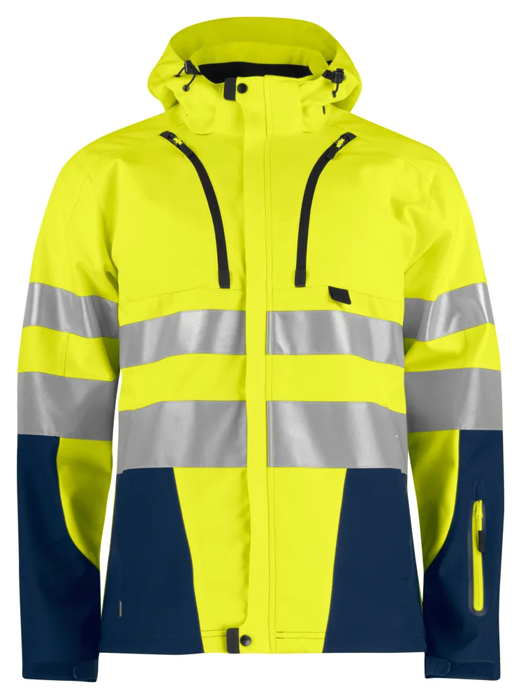 Projob 6419 ONGEVOERDE SIGNALISATIESOFTSHELL EN ISO 20471 KLASSE 3 - Geel/Marine
