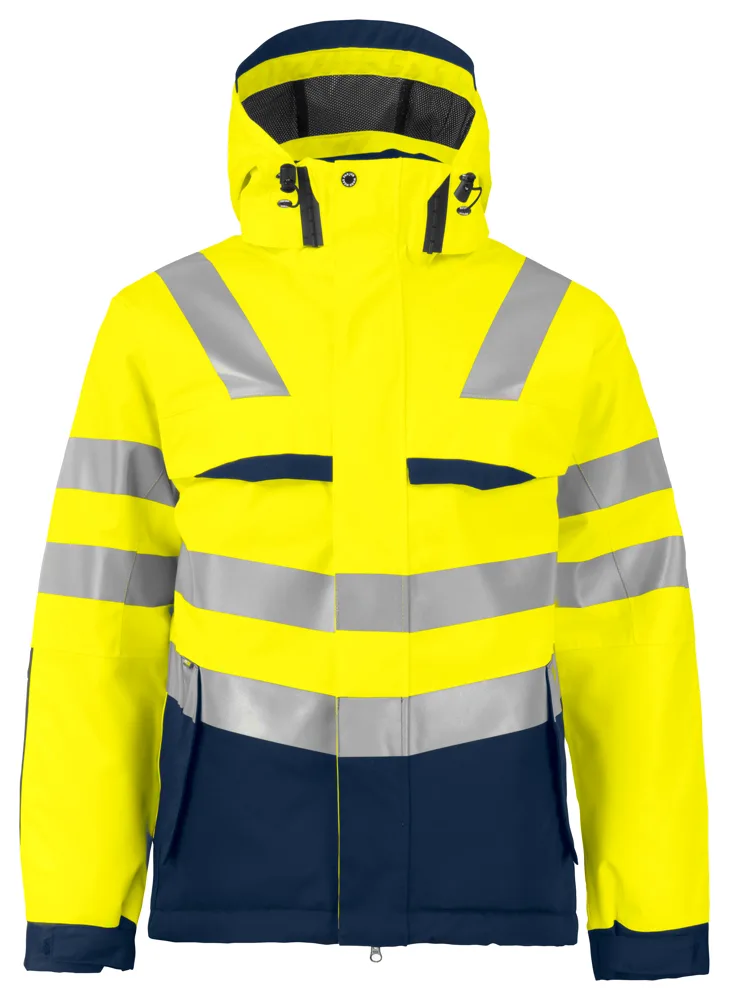 Projob 6422 GEVOERDE KORTE SIGNALISATIEJAS EN ISO 20471 KLASSE 3 - Geel/Marine