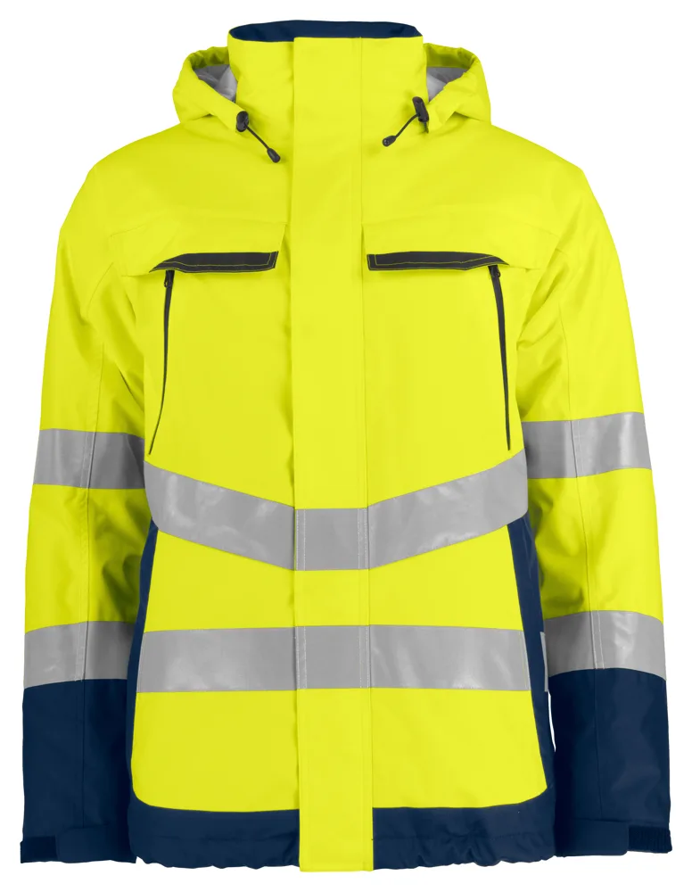 Projob 6441 GEVOERDE SIGNALISATIEREGENJAS EN ISO 20471 KLASSE 3 - Geel/Marine
