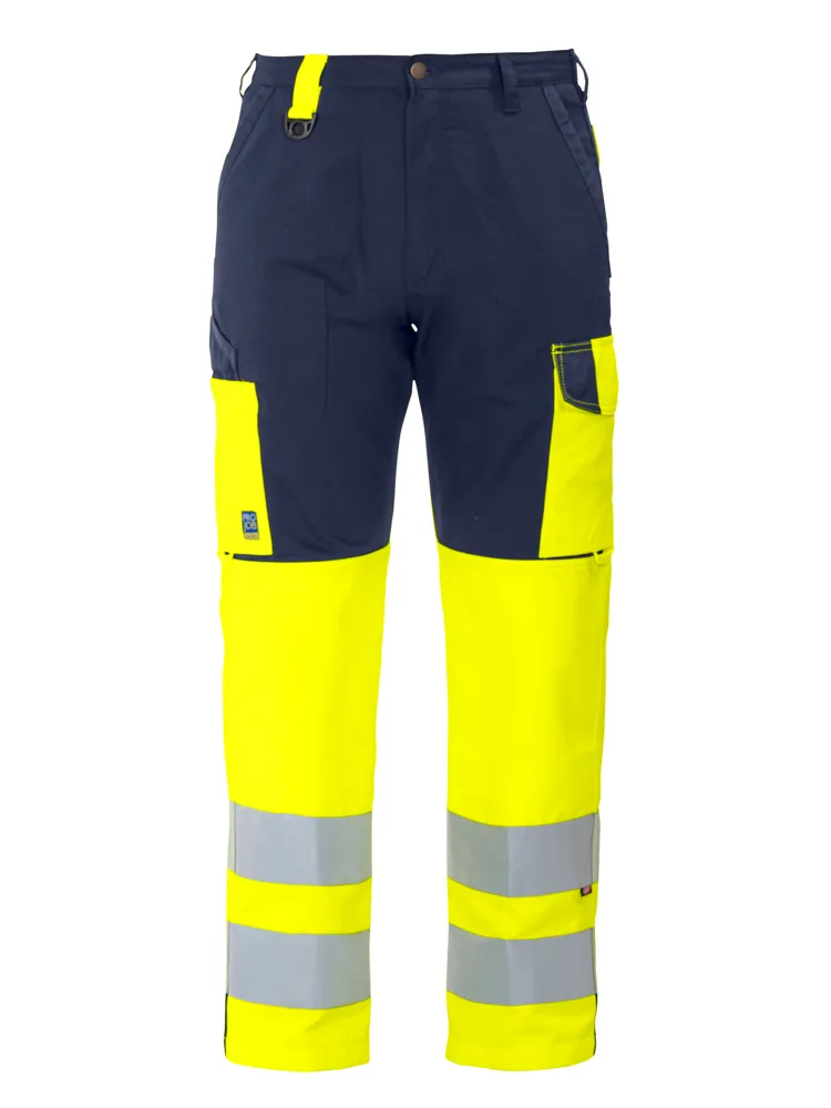 Projob 6501 SIGNALISATIEBROEK MET KNIEZAKKEN EN ISO 20471 KLASSE 2 - Geel/Marine