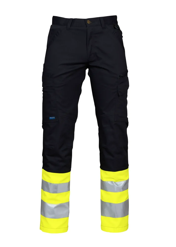 Projob 6523 SIGNALISATIEBROEK MET KNIEZAKKEN EN ISO 20471 KLASSE 1 - Geel/Zwart