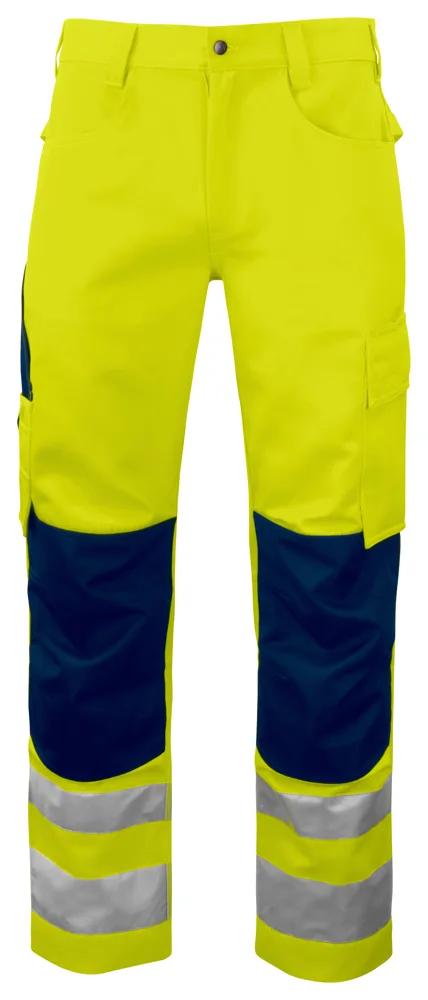 Projob 6532 SIGNALISATIEBROEK MET KNIEZAKKEN EN ISO 20471 KLASSE 2 - Geel/Marine