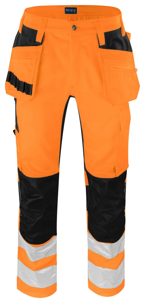 Projob 6570 SIGNALISATIE STRETCHBROEK MET KNIEZAKKEN EN SPIJKERZAKKEN EN ISO 20471 KLASSE 2 - Geel/Marine