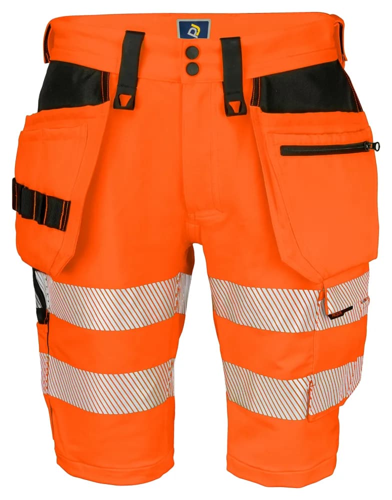 Projob 6575 SIGNALISATIE STRETCHSHORT MET SPIJKERZAKKEN EN ISO 20471 KLASSE 2/1 - Geel/Marine