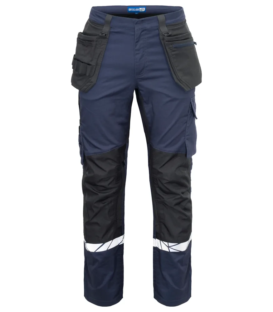 Projob 7509 STRETCHBROEK MET KNIEZAKKEN EN SPIJKERZAKKEN - Marine/zwart