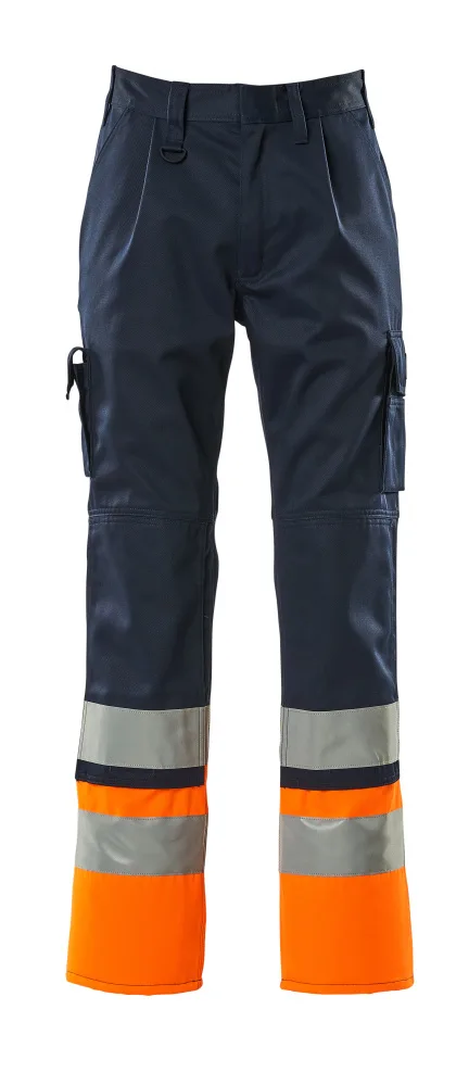 MASCOT® Broek met kniezakken - marine/hi-vis oranje