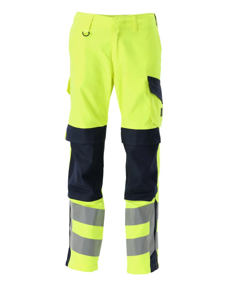 MASCOT® Broek met kniezakken - hi-vis geel/donkermarine