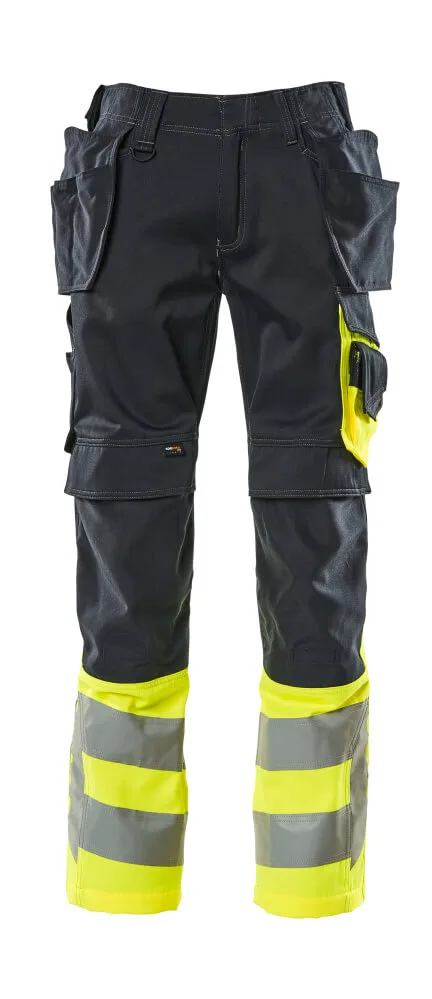 MASCOT® Broek met spijkerzakken - donkermarine/hi-vis geel