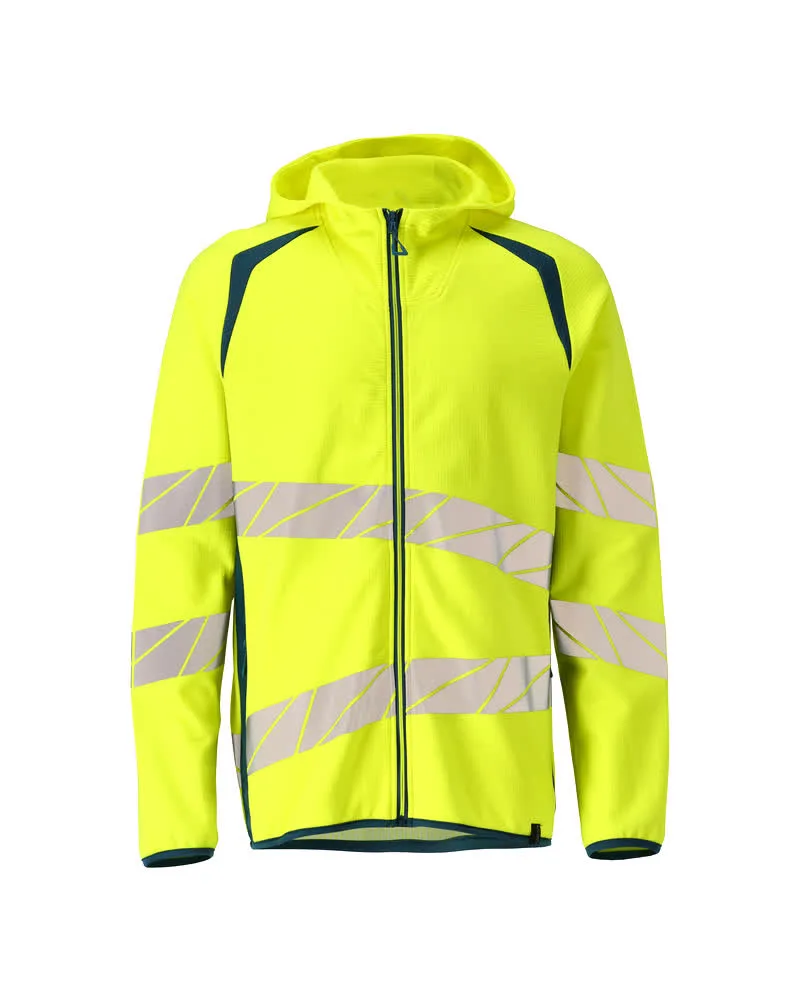 MASCOT® Capuchontrui met rits - hi-vis geel/donkerpetrol