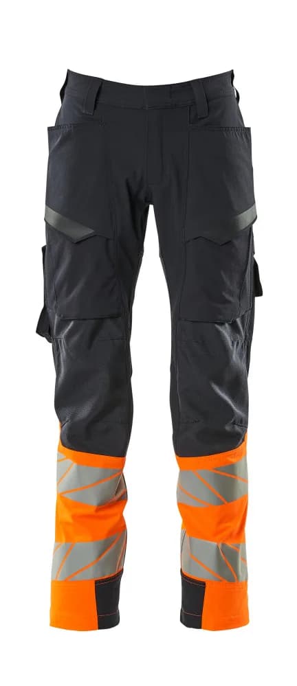 MASCOT® Broek met dijbeenzakken - donkermarine/hi-vis oranje
