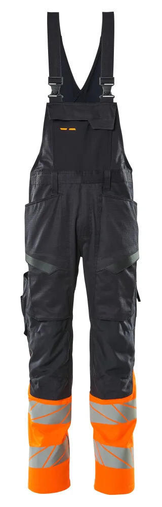 MASCOT® Amerikaanse overall met kniezakken - donkermarine/hi-vis oranje