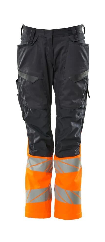MASCOT® Broek met kniezakken - donkermarine/hi-vis oranje