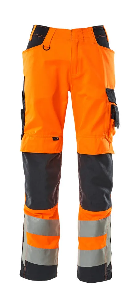 MASCOT® Broek met kniezakken - hi-vis oranje/donkermarine
