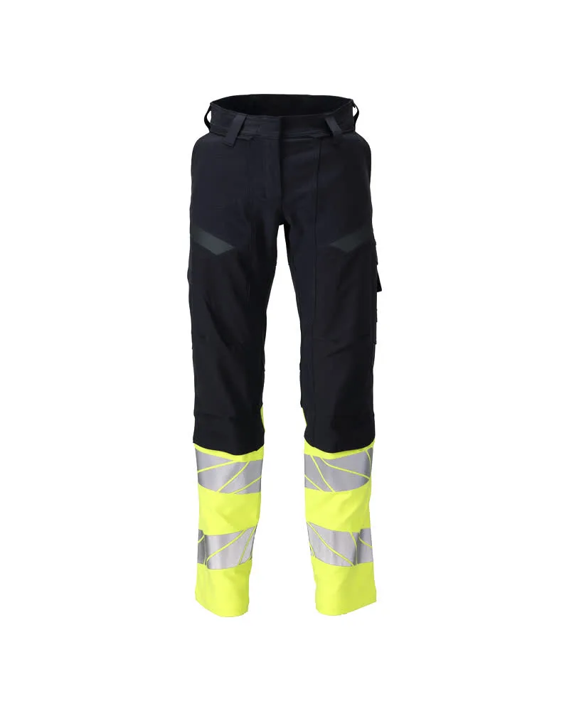 MASCOT® Broek met kniezakken - donkermarine/hi-vis geel