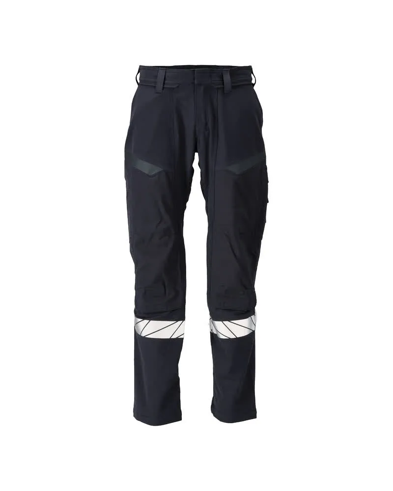 MASCOT® Broek met kniezakken - donkermarine/hi-vis geel