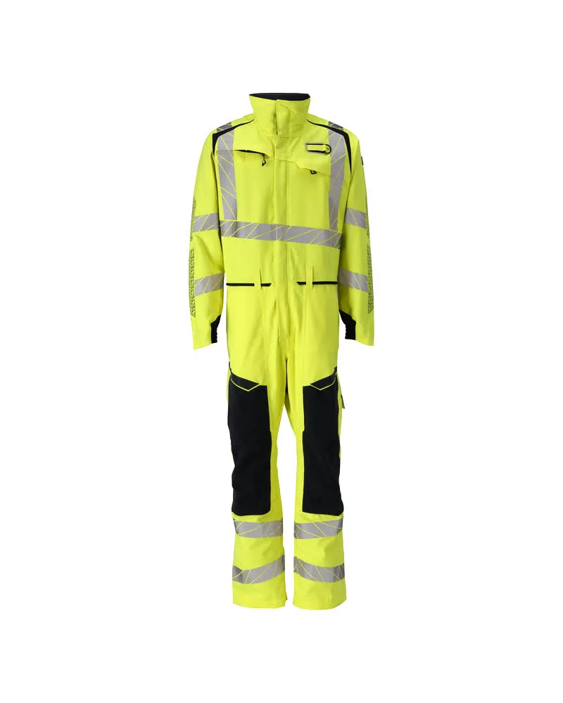 MASCOT® Overall met kniezakken - hi-vis geel/donkermarine