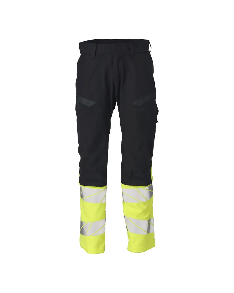 MASCOT® Broek met kniezakken - donkermarine/hi-vis geel