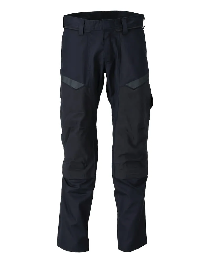 MASCOT® Broek met kniezakken - donkermarine/hi-vis geel