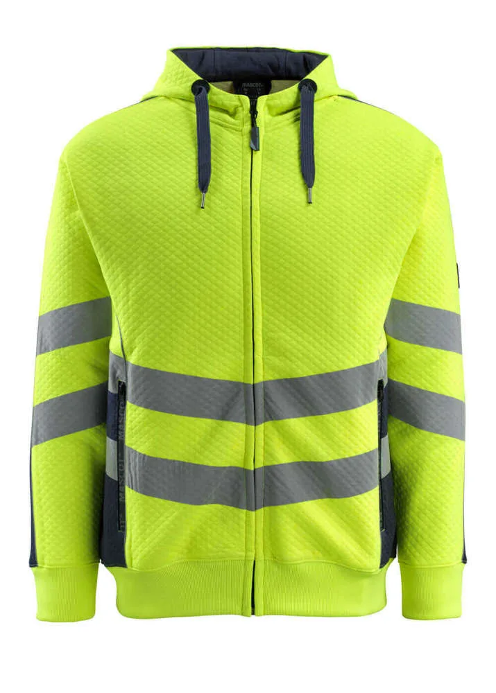 MASCOT® Capuchontrui met rits - hi-vis geel/donkermarine