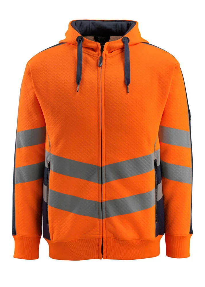 MASCOT® Capuchontrui met rits - hi-vis oranje/donkermarine