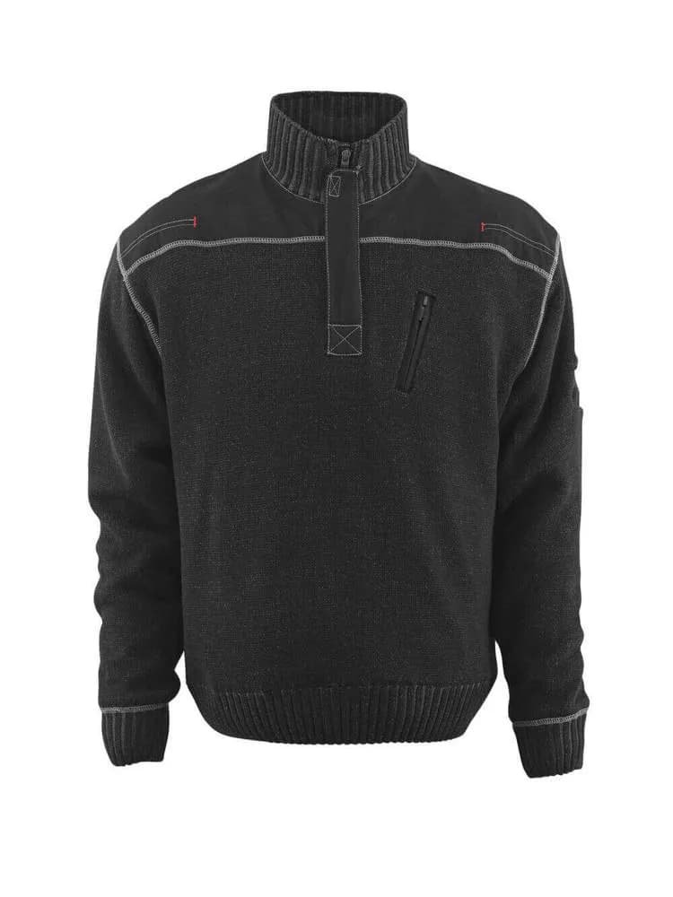 MASCOT® Gebreide trui met korte rits - zwart