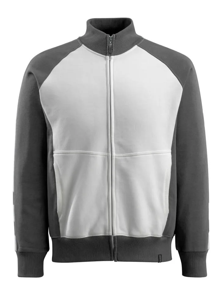 MASCOT® Sweatshirt met rits - wit/donkerantraciet