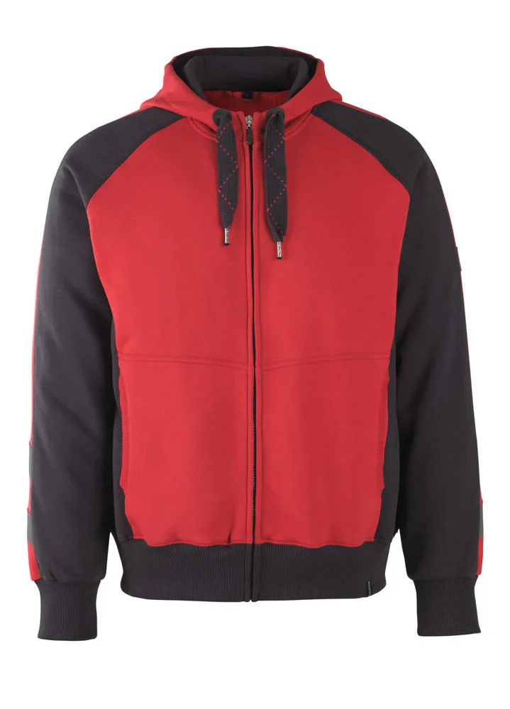 MASCOT® Capuchontrui met rits - rood/zwart
