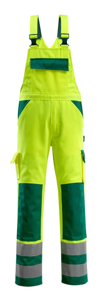 MASCOT® Amerikaanse overall met kniezakken - hi-vis geel/groen