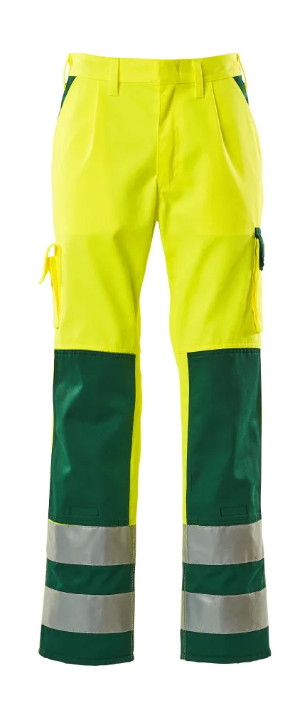 MASCOT® Broek met kniezakken - hi-vis geel/groen