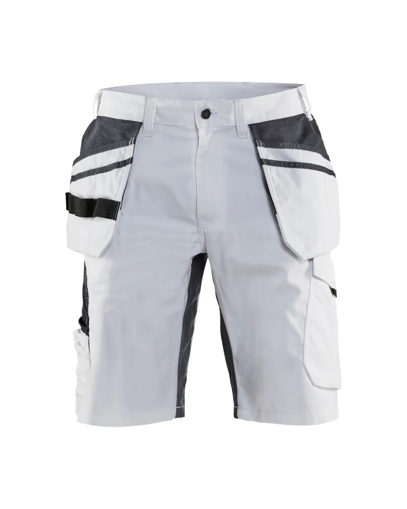 Blåkläder Schildersshort met stretch en gereedschapszakken - Wit/Donkergrijs (1098)