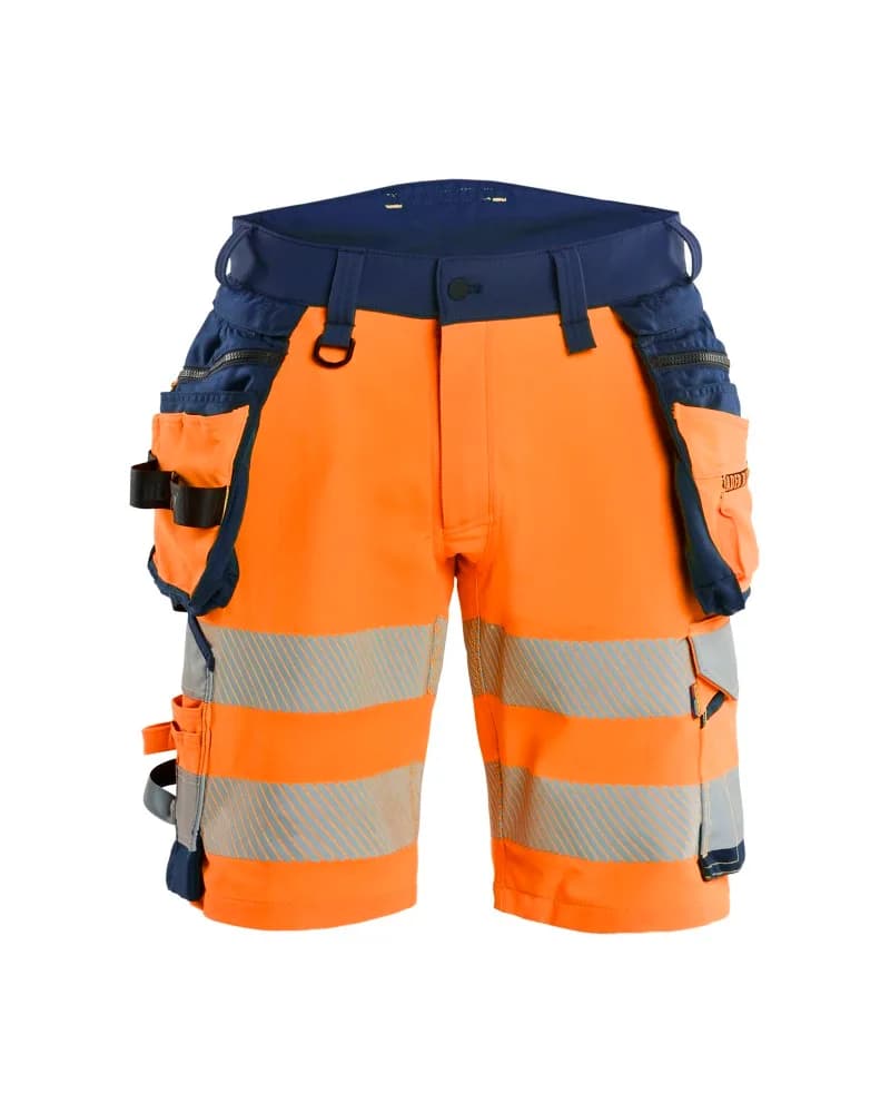 Blåkläder High Vis Short 4-weg stretch met afneembare gereedschapzakken - High Vis Geel/Marineblauw (3389)