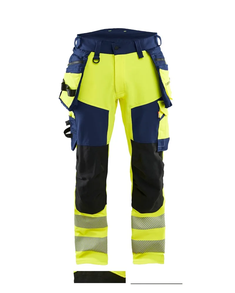 Blåkläder High Vis werkbroek 4-weg stretch met gereedschapszakken - High Vis Geel/Marineblauw (3389)