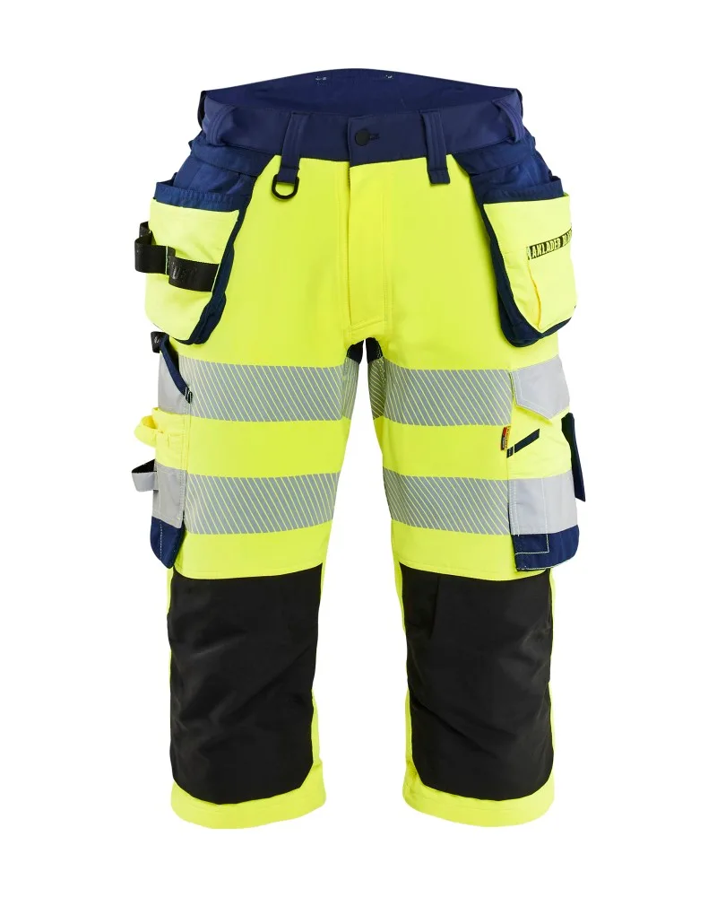 Blåkläder High Vis piraatbroek 4-weg stretch met gereedschapzakken - High Vis Geel/Marineblauw (3389)