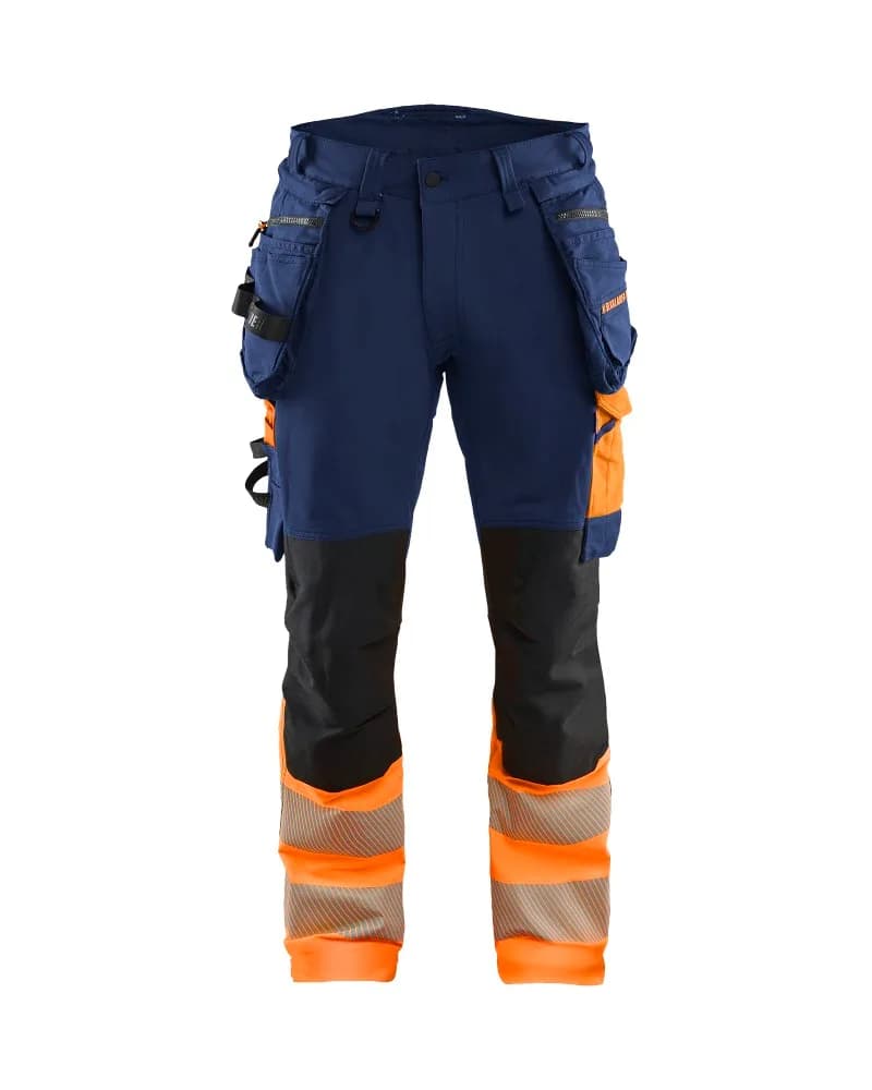 Blåkläder High Vis werkbroek 4-weg stretch met gereedschapszakken - Marineblauw/Oranje (8953)