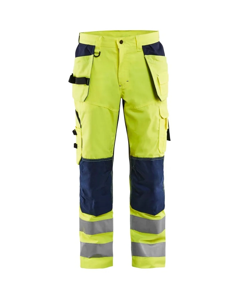 Blåkläder High Vis Werkbroek met ventilatie en gereedschapszakken - High Vis Geel/Marineblauw (3389)
