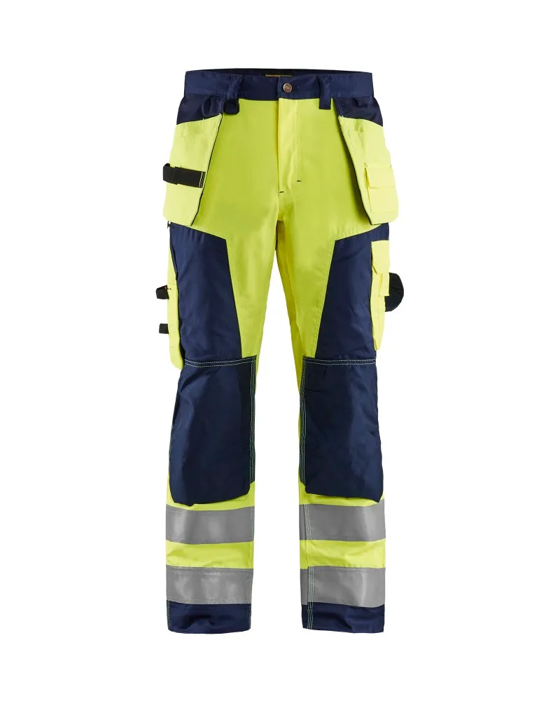 Blåkläder High Vis werkbroek met gereedschapzakken - High Vis Geel/Marineblauw (3389)