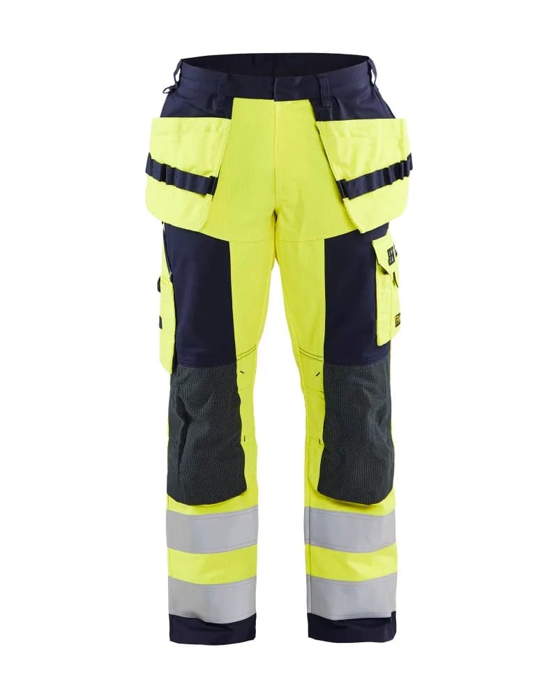 Blåkläder Multinorm werkbroek met gereedschapszakken - High Vis Geel/Marineblauw (3389)